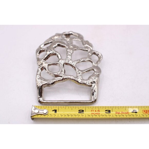 Brutalist Silver Abstract Belt Buckle Polished Metal Finish Rock Like Design Vtg - Picture 8 of 8